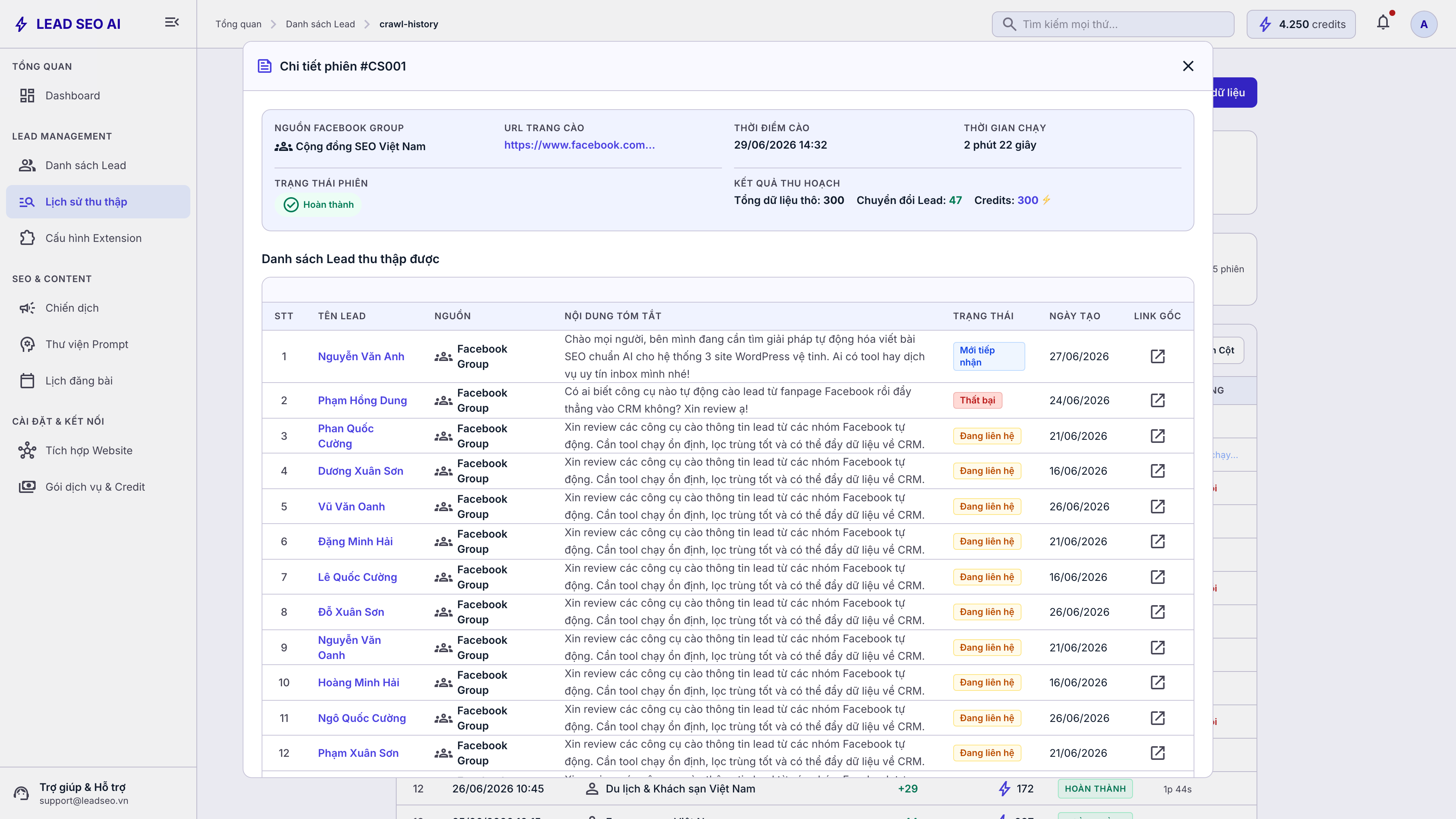 Audit phiên crawl Facebook Group